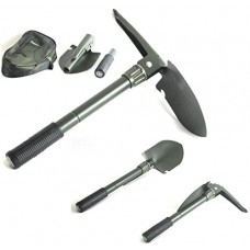 Folding Shovel 16" Camping Garden Military Style Survival w/ Pick Tool & Case   